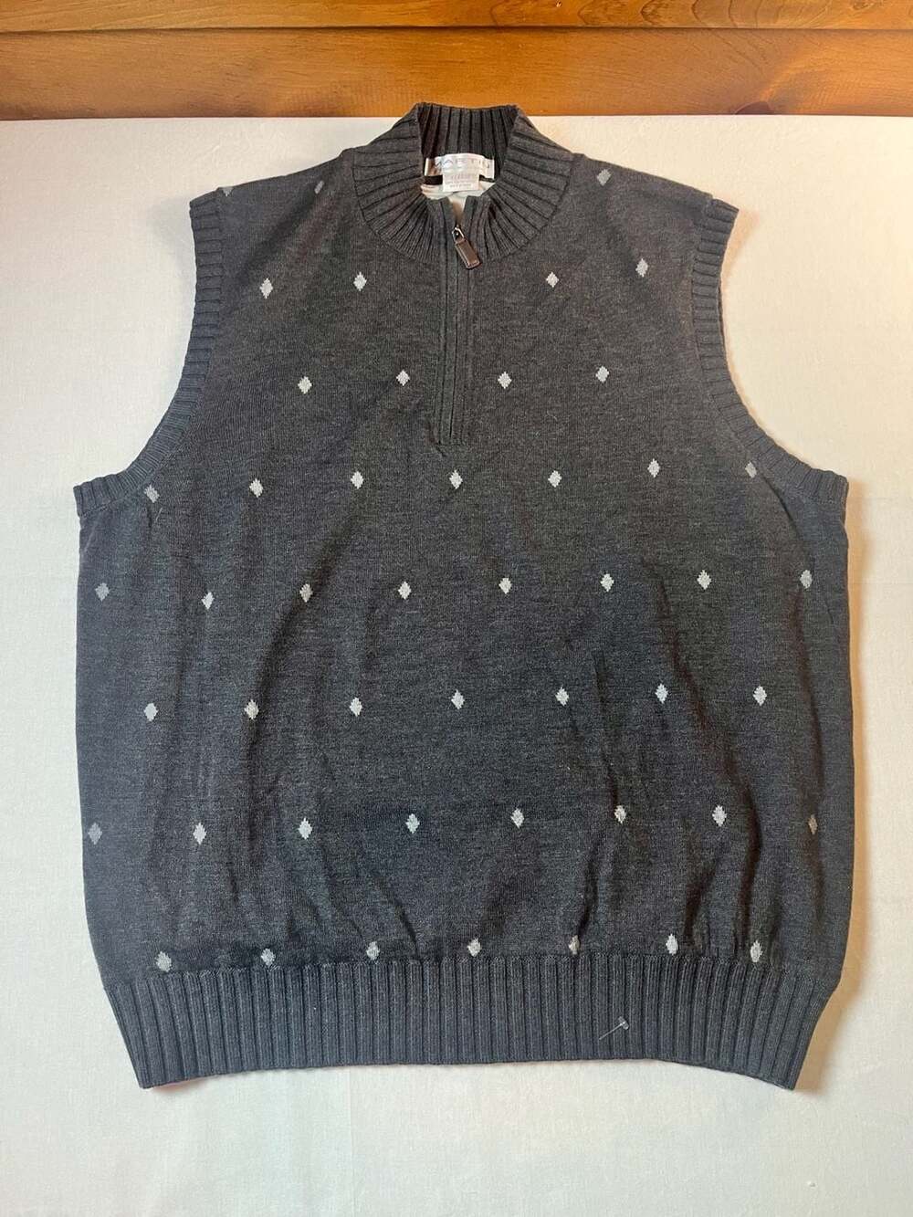 Martin Timeless as the Game 1/4Zip Italian Merino Wool Sweater Vest XL Old Money
